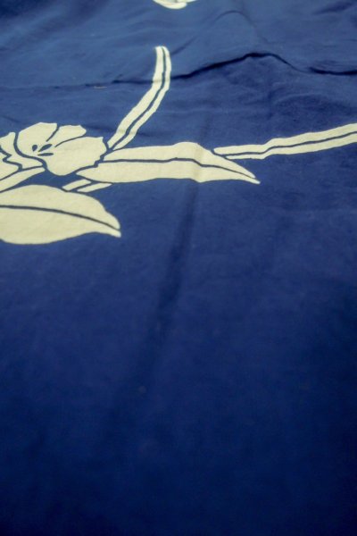 Photo10: Mint P0617D Vintage Japanese kimono Indigo Blue YUKATA summer(made in Japan) for women / Cotton. Flower (Grade A) (10)