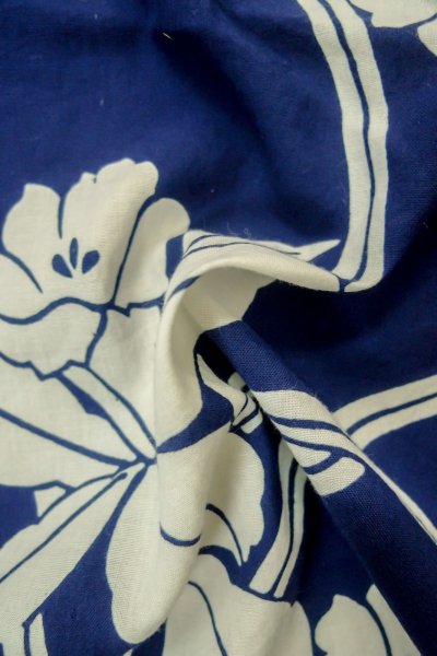 Photo13: Mint P0617D Vintage Japanese kimono Indigo Blue YUKATA summer(made in Japan) for women / Cotton. Flower (Grade A) (13)