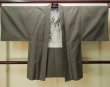 Photo1: P0708A Vintage Japanese kimono Dark Brownish Gray Men's Haori for men / Silk. Tortoise-shell pattern(Hexagonal pattern) (Grade C) (1)