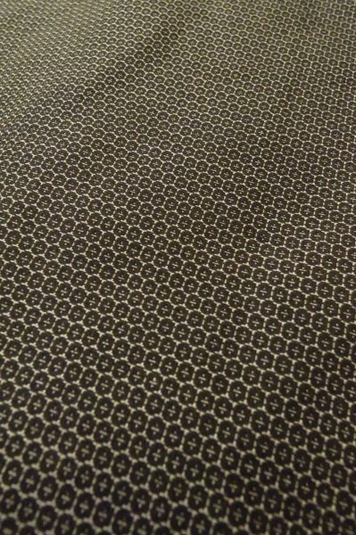 Photo7: P0708A Vintage Japanese kimono Dark Brownish Gray Men's Haori for men / Silk. Tortoise-shell pattern(Hexagonal pattern) (Grade C) (7)
