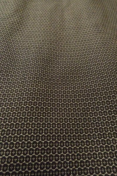 Photo8: P0708A Vintage Japanese kimono Dark Brownish Gray Men's Haori for men / Silk. Tortoise-shell pattern(Hexagonal pattern) (Grade C) (8)