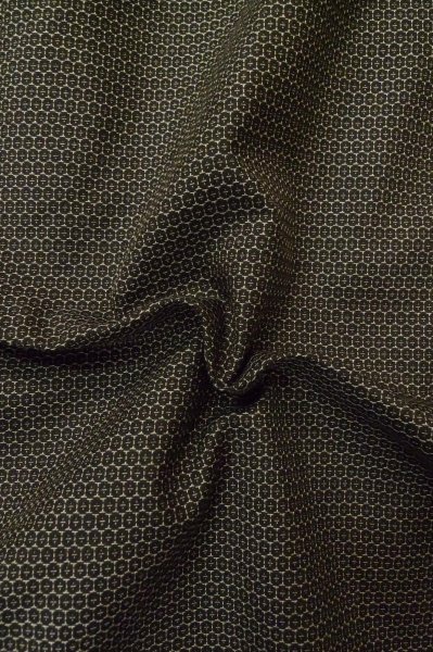 Photo10: P0708A Vintage Japanese kimono Dark Brownish Gray Men's Haori for men / Silk. Tortoise-shell pattern(Hexagonal pattern) (Grade C) (10)