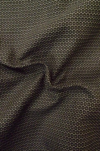 Photo11: P0708A Vintage Japanese kimono Dark Brownish Gray Men's Haori for men / Silk. Tortoise-shell pattern(Hexagonal pattern) (Grade C) (11)