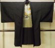 Photo1: P0708B Vintage Japanese kimono Black Men's Haori for men / Silk. (Grade D) (1)