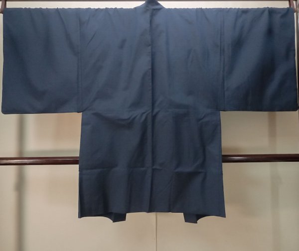 Photo2: Mint P0708C Vintage Japanese kimono Indigo Blue Men's Haori for men / Silk. (Grade A) (2)