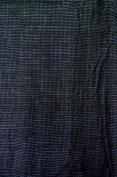 Photo6: Mint P0708F Vintage Japanese kimono Dark Navy Blue OSHIMA-TSUMUGI for men / Silk. Geometrical pattern (Grade A) (6)