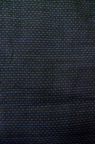 Photo7: Mint P0708F Vintage Japanese kimono Dark Navy Blue OSHIMA-TSUMUGI for men / Silk. Geometrical pattern (Grade A) (7)