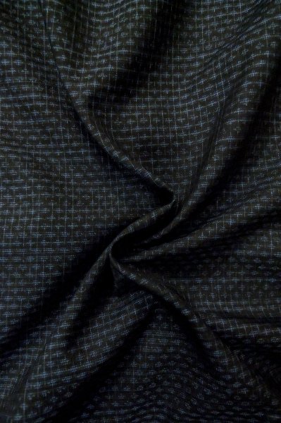 Photo11: Mint P0708F Vintage Japanese kimono Dark Navy Blue OSHIMA-TSUMUGI for men / Silk. Geometrical pattern (Grade A) (11)
