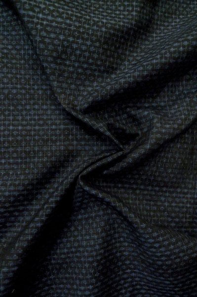 Photo12: Mint P0708F Vintage Japanese kimono Dark Navy Blue OSHIMA-TSUMUGI for men / Silk. Geometrical pattern (Grade A) (12)