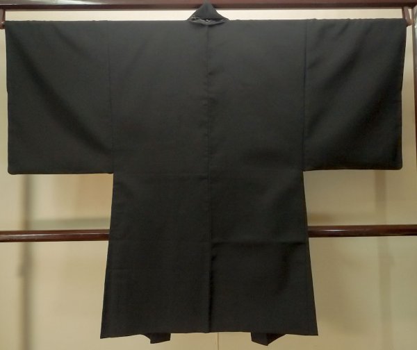 Photo2: P0708G Vintage Japanese kimono Black Men's Haori for men / Silk. (Grade D) (2)