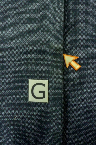 Photo22: P0708H Vintage Japanese kimono Dark Indigo Blue Men's Haori for men / Silk. Geometrical pattern (Grade C) (22)