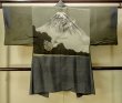 Photo3: P0708I Vintage Japanese kimono Bluish Gray Men's Haori for men / Silk. Abstract pattern (Grade D) (3)