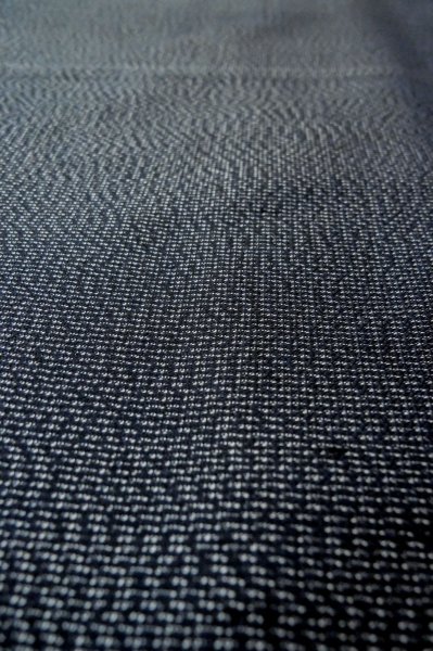 Photo8: Mint P0708L Vintage Japanese kimono Dark Navy Blue Men's Haori for men / Silk. Geometrical pattern (Grade A) (8)