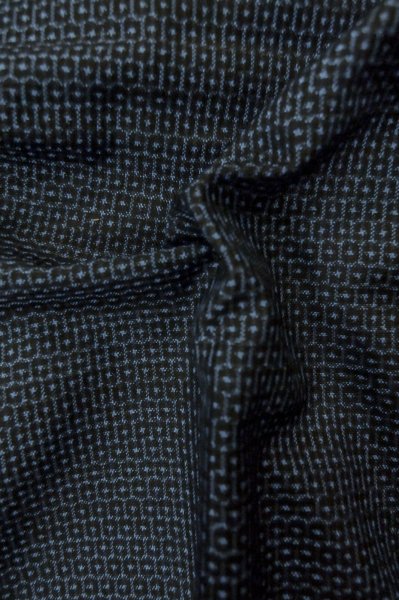 Photo11: P0708M Vintage Japanese kimono Dark Navy Blue OSHIMA-TSUMUGI for men / Silk. Tortoise-shell pattern(Hexagonal pattern) (Grade A) (11)