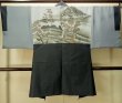 Photo3: Mint P0708O Vintage Japanese kimono Dark Indigo Blue OSHIMA-TSUMUGI for men / Silk. Geometrical pattern (Grade B) (3)
