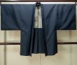Photo1: P0708R Vintage Japanese kimono Dark Navy Blue Men's Haori for men / Silk. (Grade B) (1)