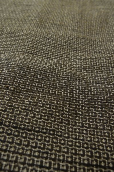 Photo7: Mint P0708T Vintage Japanese kimono Dark Brown Men's Haori for men / Silk. Tortoise-shell pattern(Hexagonal pattern) (Grade A) (7)