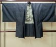 Photo1: P0708U Vintage Japanese kimono Dark Navy Blue OSHIMA-TSUMUGI for men / Silk. Tortoise-shell pattern(Hexagonal pattern) (Grade A) (1)