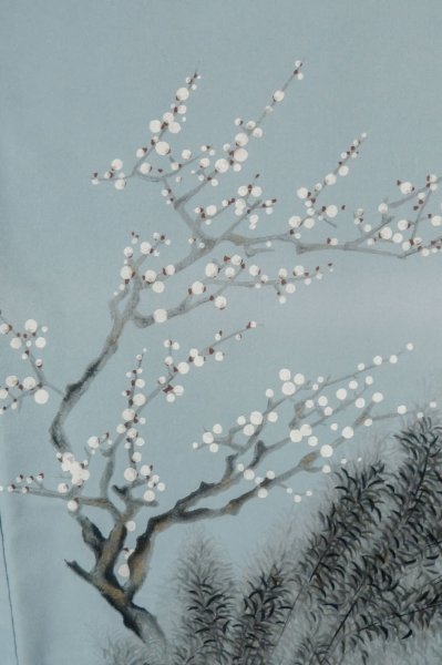 Photo12: Mint P0708V Vintage Japanese kimono Dark Teal Men's Haori for men / Silk. (Grade A) (12)