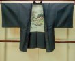 Photo1: P0708W Vintage Japanese kimono Dark Teal Men's Haori for men / Silk. (Grade D) (1)
