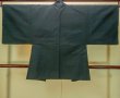 Photo2: P0708W Vintage Japanese kimono Dark Teal Men's Haori for men / Silk. (Grade D) (2)