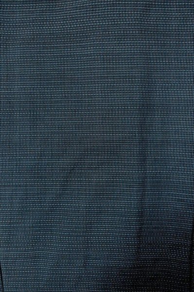 Photo5: Mint P0708Y Vintage Japanese kimono Dark Navy Blue OSHIMA-TSUMUGI for men / Silk. Geometrical pattern, Vertical Ikat(rare) (Grade A) (5)