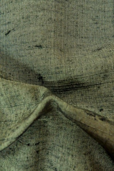 Photo9: P0709C Vintage Japanese kimono Dark Greenish Gray Men's Haori for men / Silk. (Grade A) (9)
