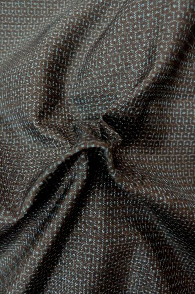 Photo10: Mint P0709D Vintage Japanese kimono Dark Brown OSHIMA-TSUMUGI for men / Silk. Tortoise-shell pattern(Hexagonal pattern) (Grade A) (10)