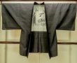 Photo1: P0709E Vintage Japanese kimono Dark Brown Men's Haori for men / Silk. Dot (Grade B) (1)