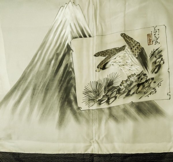 Photo4: P0709E Vintage Japanese kimono Dark Brown Men's Haori for men / Silk. Dot (Grade B) (4)