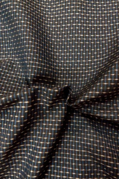 Photo9: P0709E Vintage Japanese kimono Dark Brown Men's Haori for men / Silk. Dot (Grade B) (9)