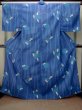 Photo2: Mint P0722A Used Japanese kimono Pale Blue YUKATA summer(made in Other than Japan) for women / Cotton. Circle, Goldfish pattern (Grade A) (2)