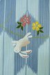 Photo5: P0722B Used Japanese kimono Light Blue YUKATA summer(made in Other than Japan) for women / Cotton. Flower, Rabbit, allow feather pattern (Grade D) (5)