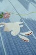 Photo10: P0722B Used Japanese kimono Light Blue YUKATA summer(made in Other than Japan) for women / Cotton. Flower, Rabbit, allow feather pattern (Grade D) (10)