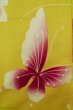 Photo7: P0722C Used Japanese kimono Yellow YUKATA summer(made in Other than Japan) for women / Cotton. Flower (Grade B) (7)