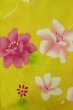 Photo8: P0722C Used Japanese kimono Yellow YUKATA summer(made in Other than Japan) for women / Cotton. Flower (Grade B) (8)