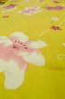 Photo9: P0722C Used Japanese kimono Yellow YUKATA summer(made in Other than Japan) for women / Cotton. Flower (Grade B) (9)