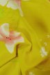 Photo12: P0722C Used Japanese kimono Yellow YUKATA summer(made in Other than Japan) for women / Cotton. Flower (Grade B) (12)