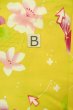 Photo16: P0722C Used Japanese kimono Yellow YUKATA summer(made in Other than Japan) for women / Cotton. Flower (Grade B) (16)