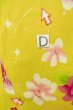Photo18: P0722C Used Japanese kimono Yellow YUKATA summer(made in Other than Japan) for women / Cotton. Flower (Grade B) (18)