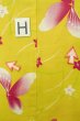 Photo22: P0722C Used Japanese kimono Yellow YUKATA summer(made in Other than Japan) for women / Cotton. Flower (Grade B) (22)