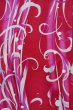 Photo4: P0722E Used Japanese kimono Vivid Red YUKATA summer(made in Other than Japan) for women / Cotton. Abstract pattern (Grade B) (4)