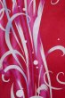 Photo5: P0722E Used Japanese kimono Vivid Red YUKATA summer(made in Other than Japan) for women / Cotton. Abstract pattern (Grade B) (5)