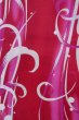 Photo6: P0722E Used Japanese kimono Vivid Red YUKATA summer(made in Other than Japan) for women / Cotton. Abstract pattern (Grade B) (6)