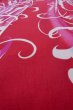 Photo8: P0722E Used Japanese kimono Vivid Red YUKATA summer(made in Other than Japan) for women / Cotton. Abstract pattern (Grade B) (8)