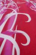 Photo9: P0722E Used Japanese kimono Vivid Red YUKATA summer(made in Other than Japan) for women / Cotton. Abstract pattern (Grade B) (9)