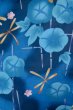 Photo1: P0722F Used Japanese kimono Blue YUKATA summer(made in Other than Japan) for women / Cotton. UME plum bloom, Morning Glories, Dragonfly Pattern (Grade A) (1)