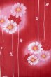 Photo1: P0722G Used Japanese kimono Vivid Red YUKATA summer(made in Other than Japan) for women / Cotton., Cosmos pattern (Grade B) (1)