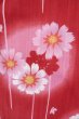 Photo6: P0722G Used Japanese kimono Vivid Red YUKATA summer(made in Other than Japan) for women / Cotton., Cosmos pattern (Grade B) (6)