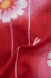 Photo12: P0722G Used Japanese kimono Vivid Red YUKATA summer(made in Other than Japan) for women / Cotton., Cosmos pattern (Grade B) (12)